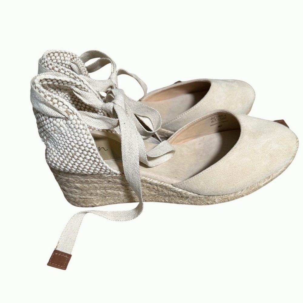 Boden Cassie Espadrille Wedge Sandals 40‎ Oatmeal Suede Lace Up Jute Heel - Picture 3 of 10